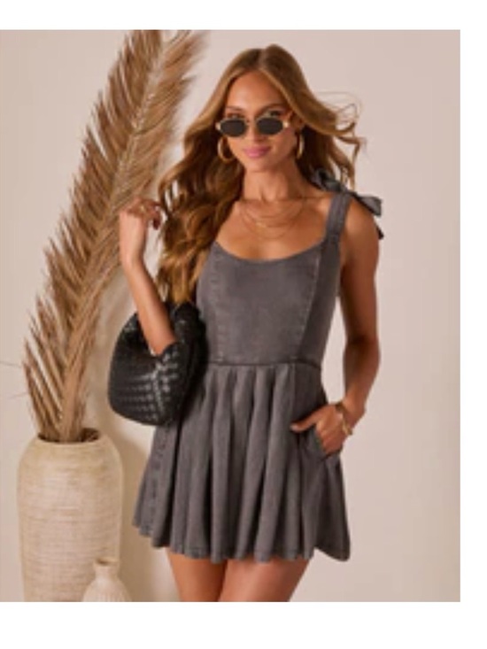 Vici Dresses & Skirts - Sleeveless Tie-Shoulder Grey Mini Dress
